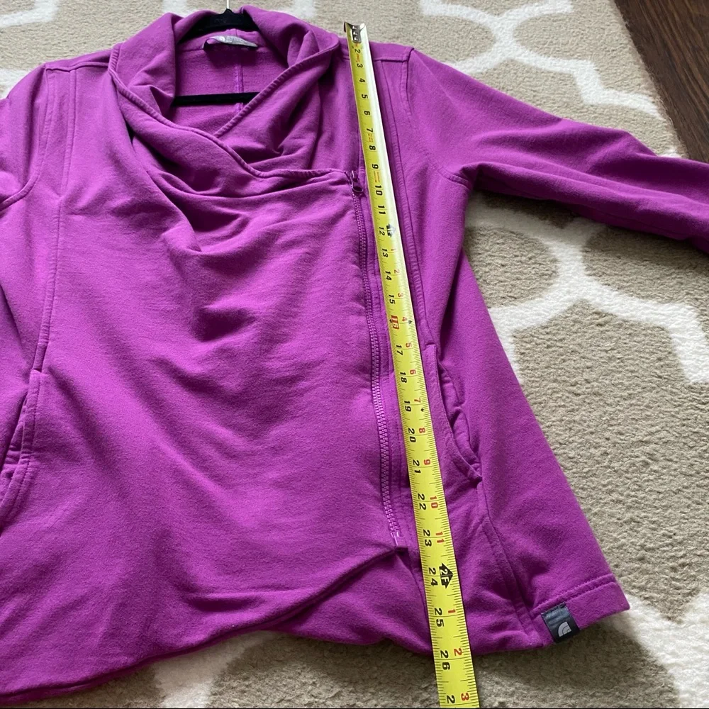 The North Face sharlet wrap sweater jacket purple asymmetrical zip medium